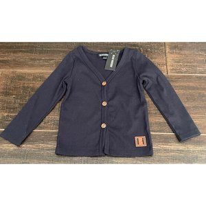 NWT Beau Hudson Baby Boy Navy Blue 6-9 6 9 Cardigan Ribbed Sweater Logo New